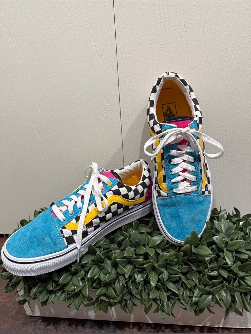 Vans Old Skool 'Crazy Checks' sneakers multicolor checkerboard design Mens Sz 9